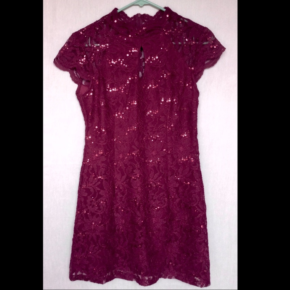 Burgundy,Wine,Midi dress,Large,Celavie,Lace